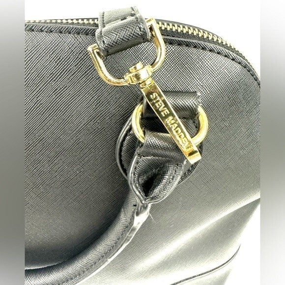 Steve Madden Black Large Dome Crossbody Bag with Gold Hardware/scarf accessorie - Picture 11 of 16